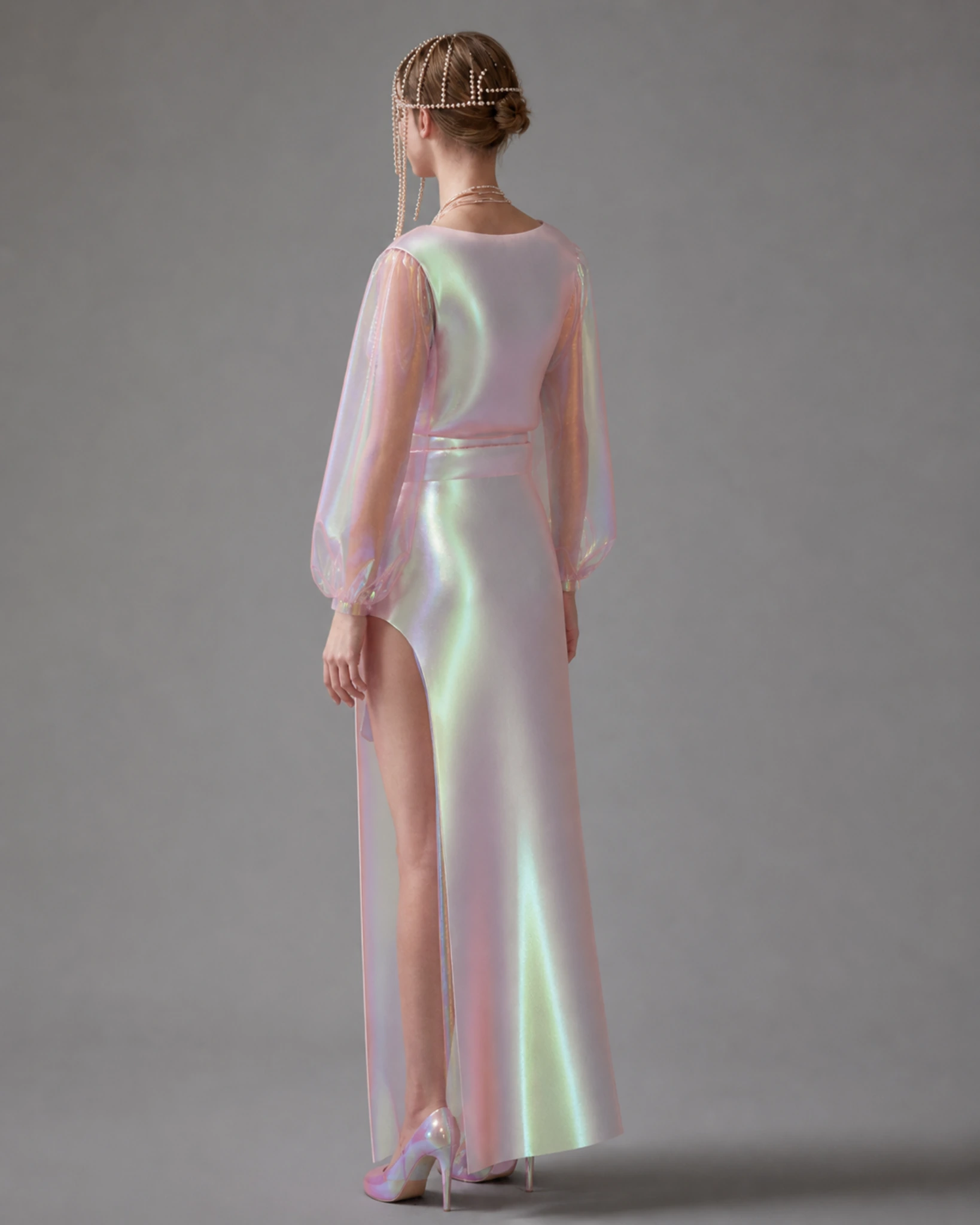 Opal Dress translucent back and train
