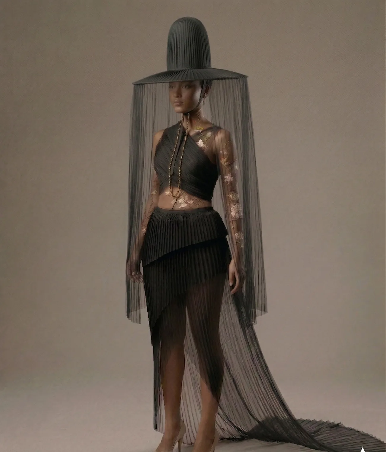 FLASKIAN pleated veil silhouette study